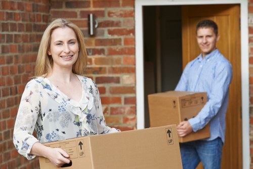 Professional removals in Enfieldtown with moving van and packed boxes