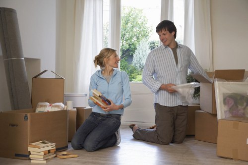 Organized furniture storage space with wrapped items in Enfieldtown